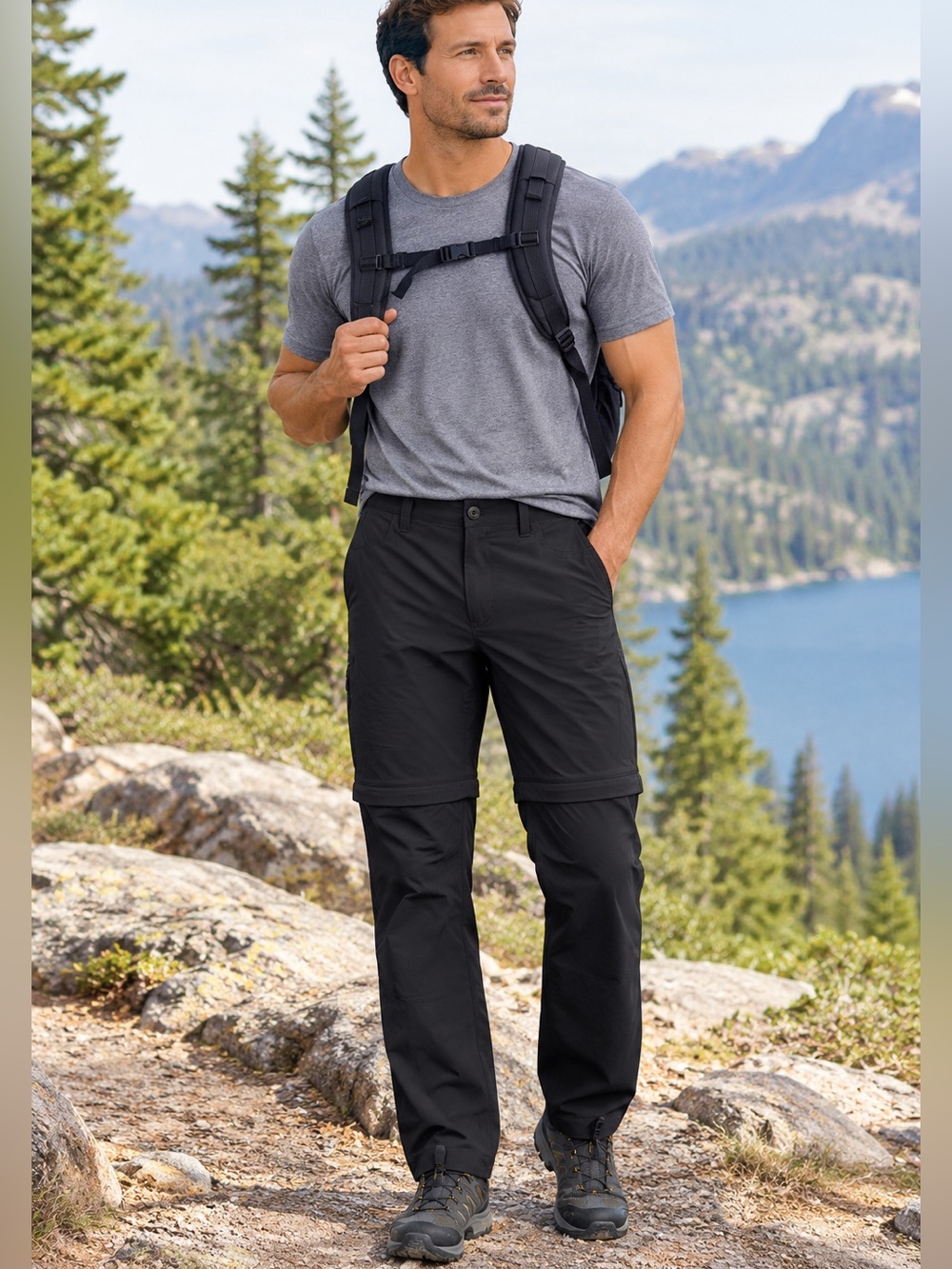 Eddie Bauer Convertible Tech Pants Black Men 38x34